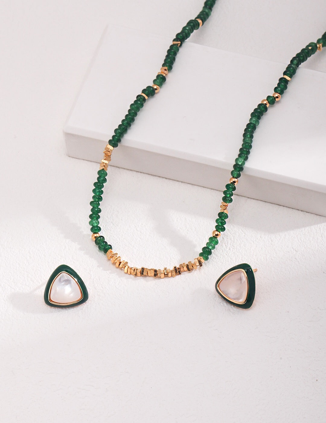 Green Drip Glaze Shell Stud