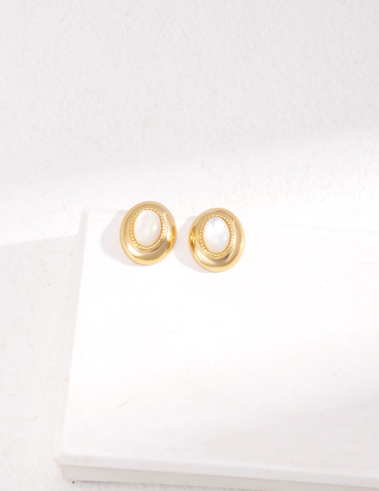 Oval Mother of Pearl Earrings