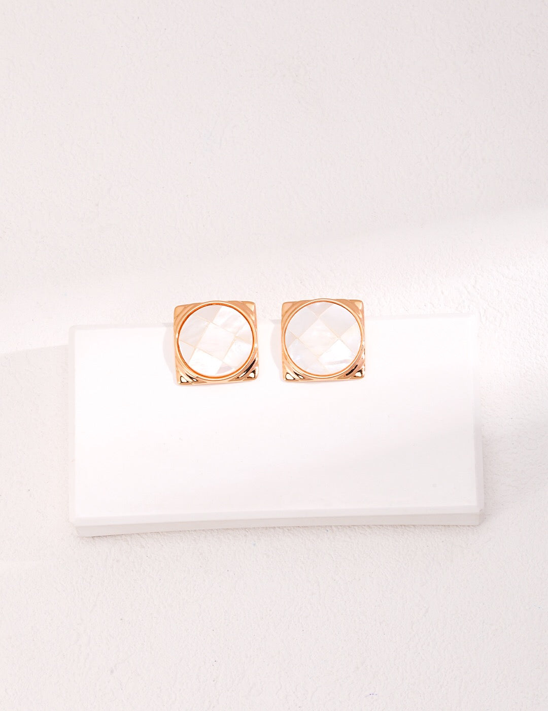 Mosaic Mother of Pearl Shell Stud Earrings
