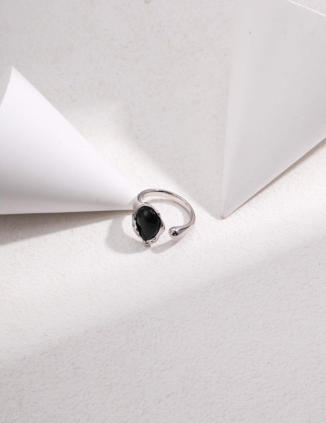 Black Agate Open Ring