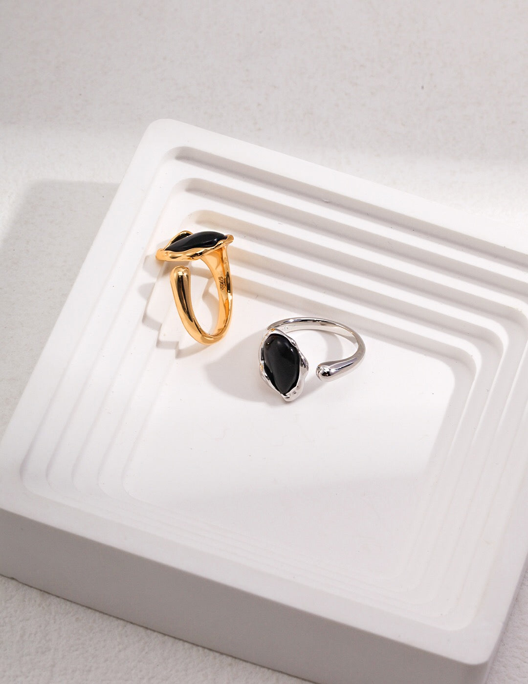 Black Agate Open Ring