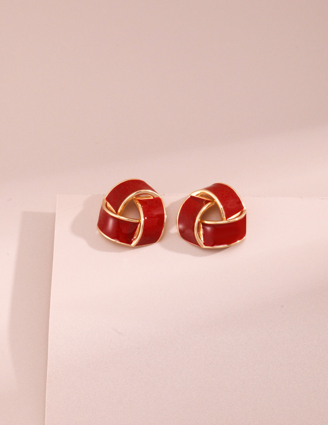 Red Drip Glaze Triangle Earrings