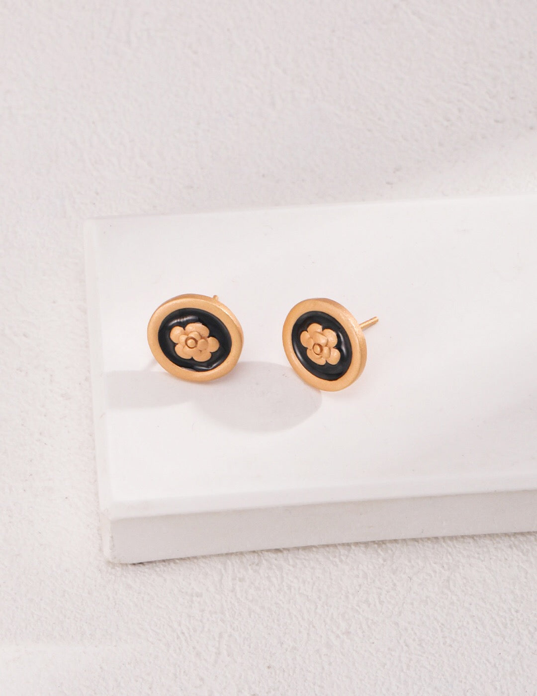 Camellia Drop Glaze Stud Earrings
