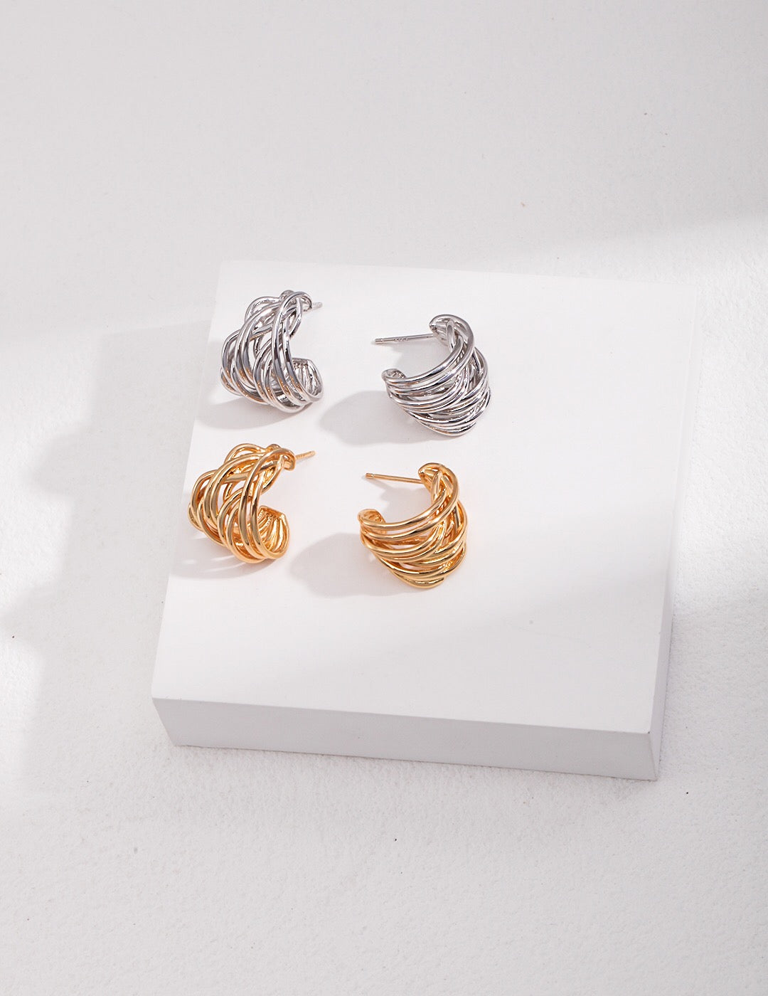 Modern Wave Hoop Earrings