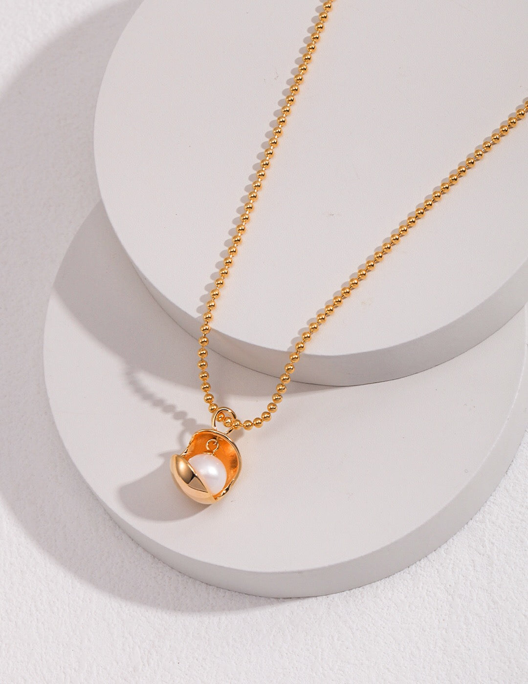 Open Ball Pearl Bead Necklace