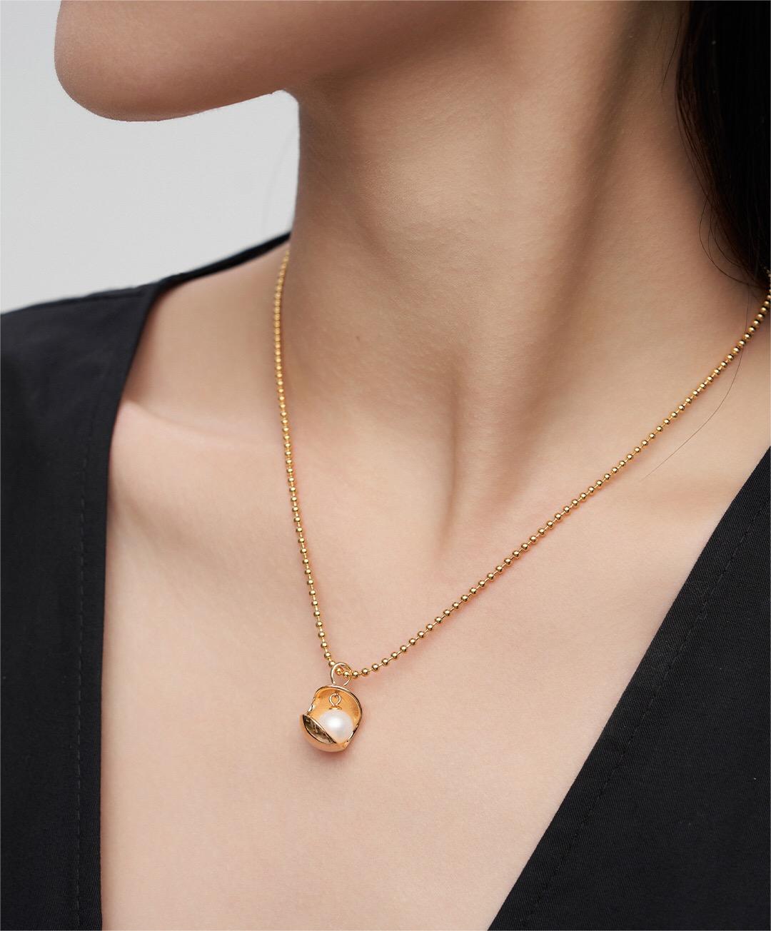Open Ball Pearl Bead Necklace