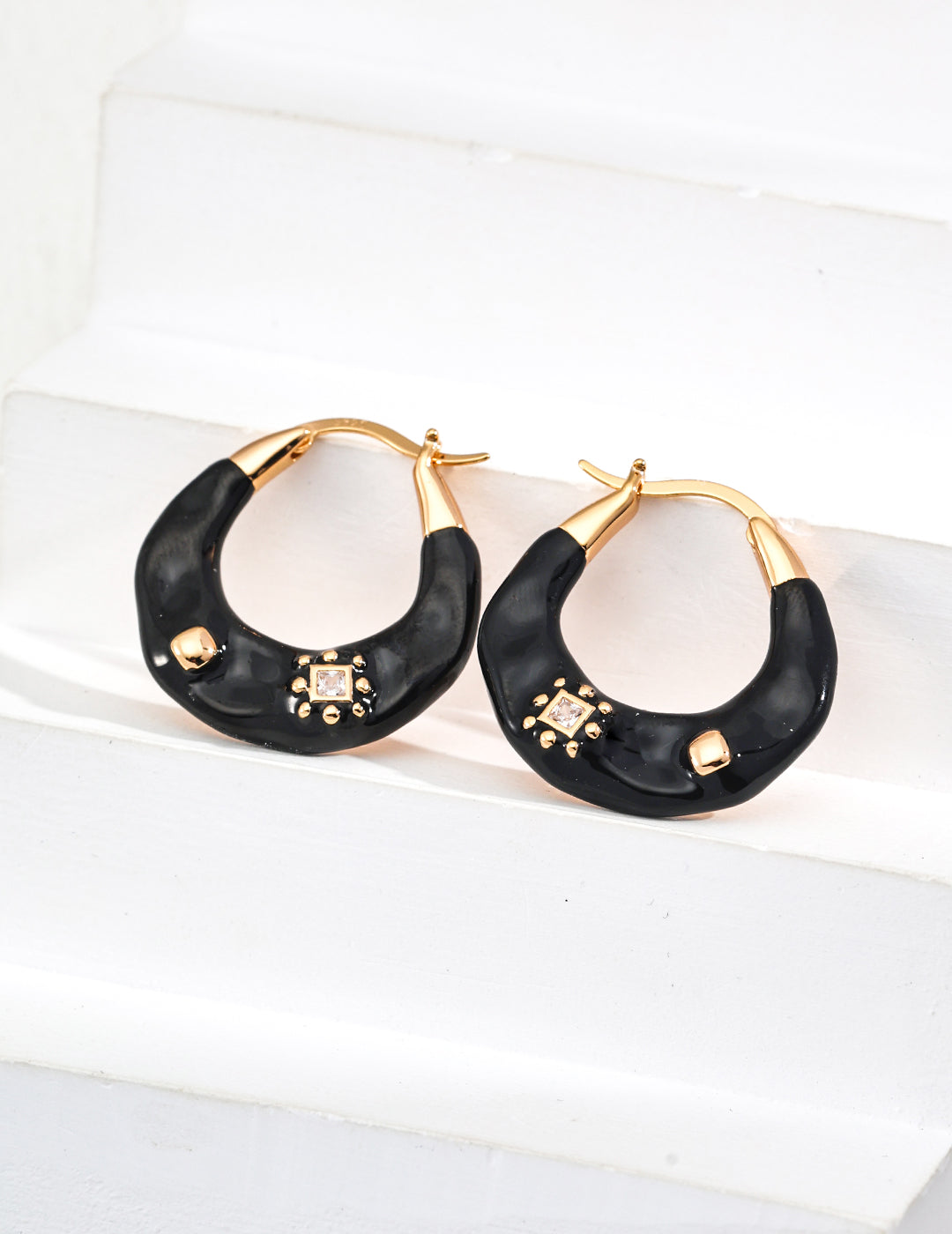 Vintage Drip Glaze Zircon Earrings
