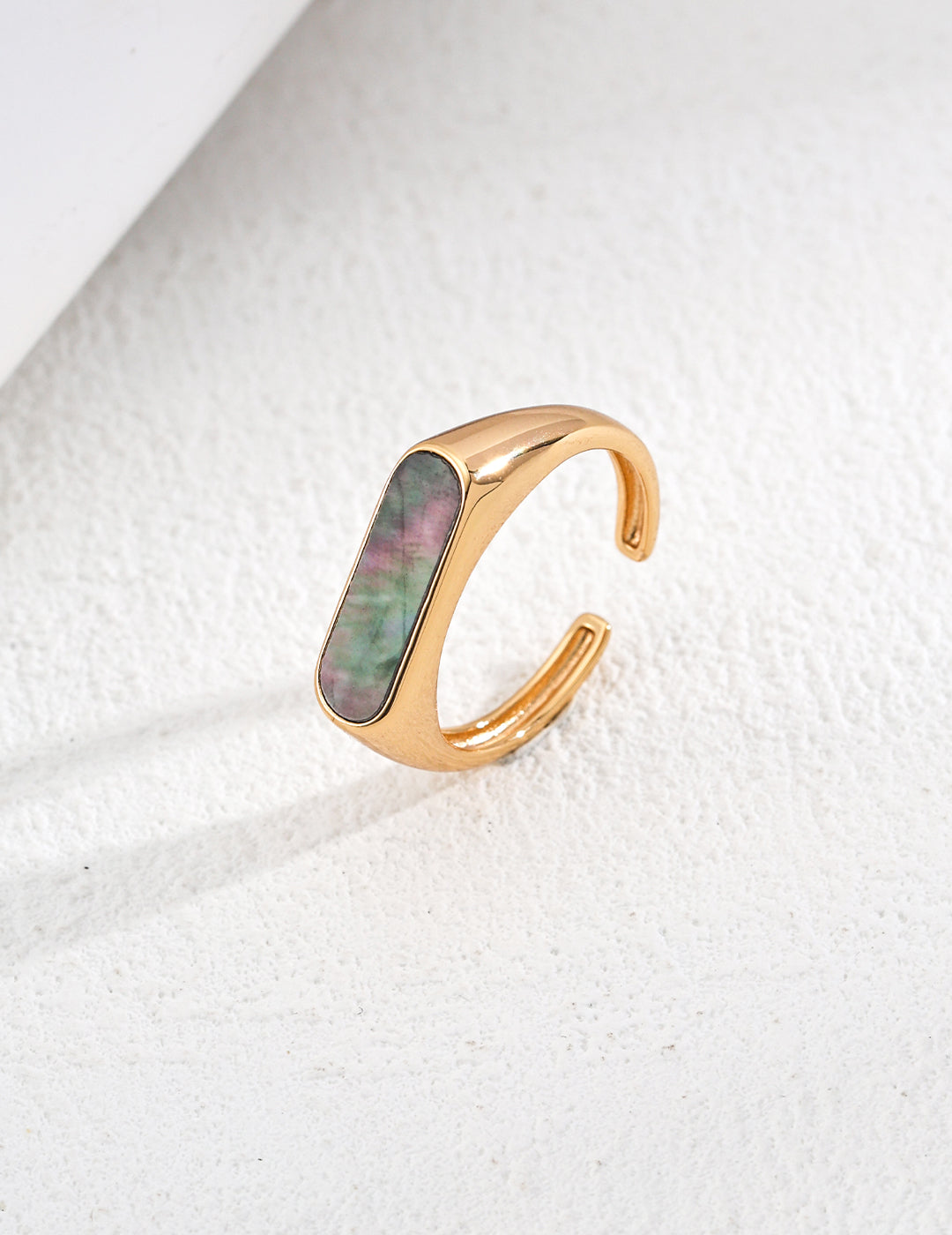 Minimalist Black Shell Open Ring