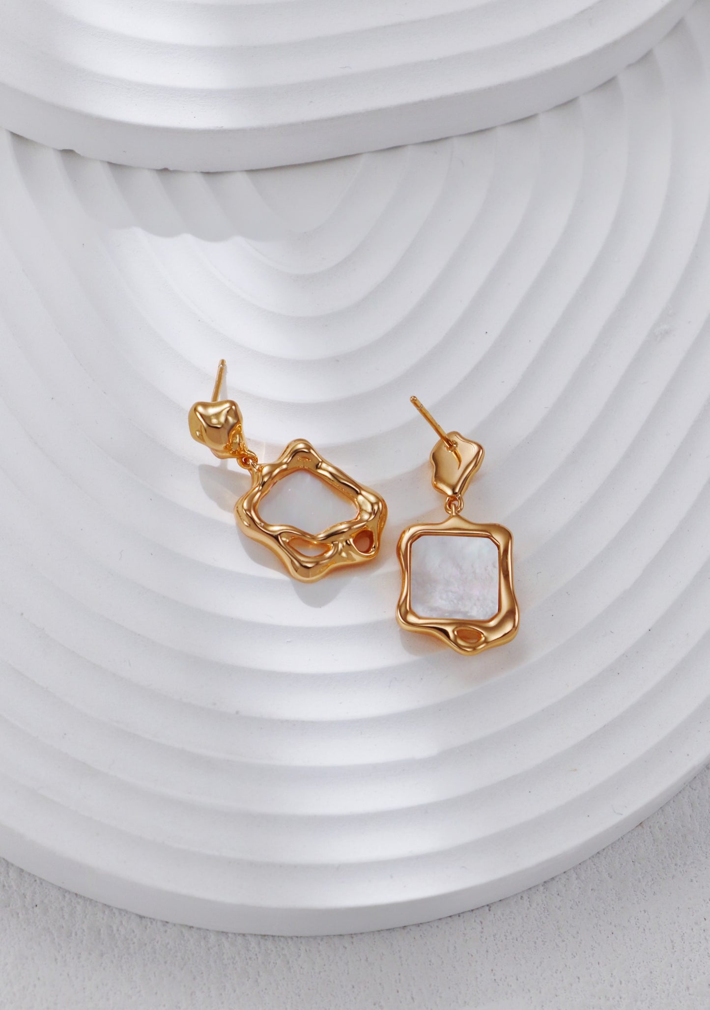 Vintage Silver and White Shell Earrings