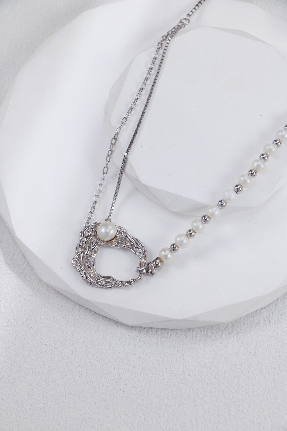 Liquid Metal Pearl Necklace
