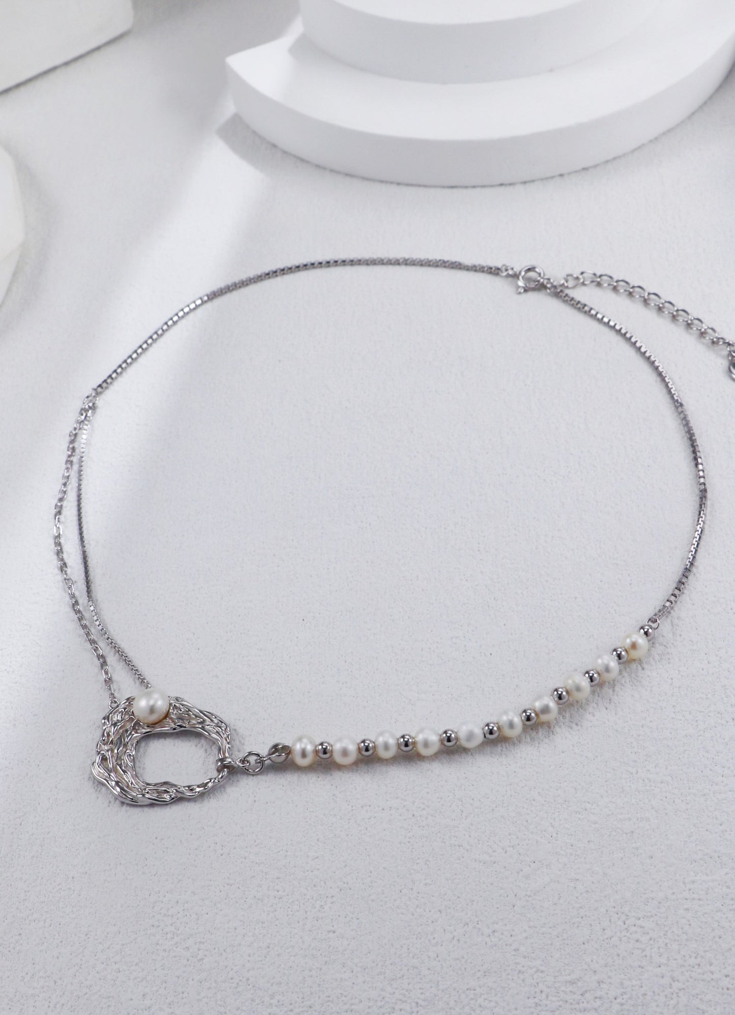 Liquid Metal Pearl Necklace