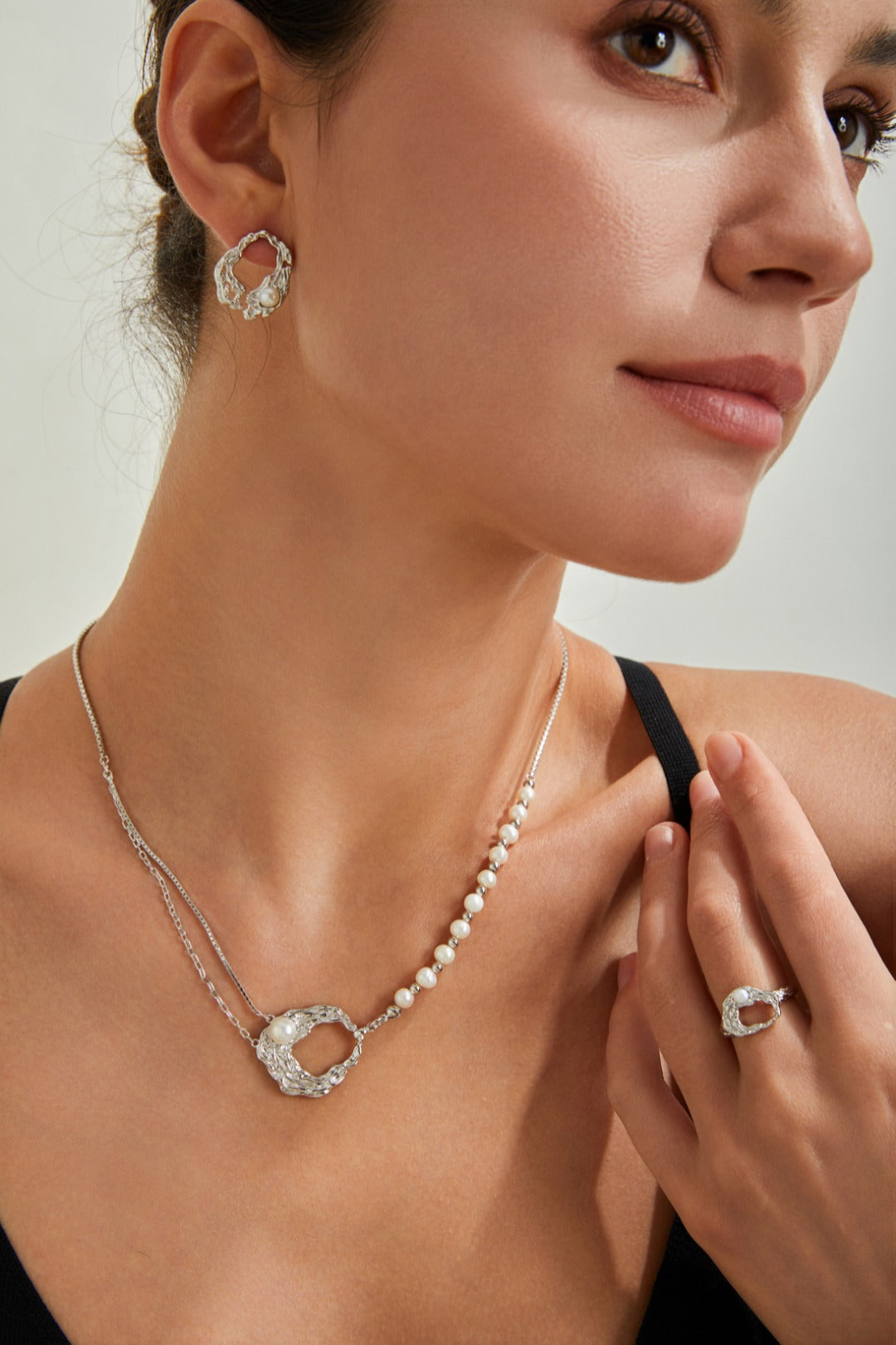 Liquid Metal Pearl Earrings