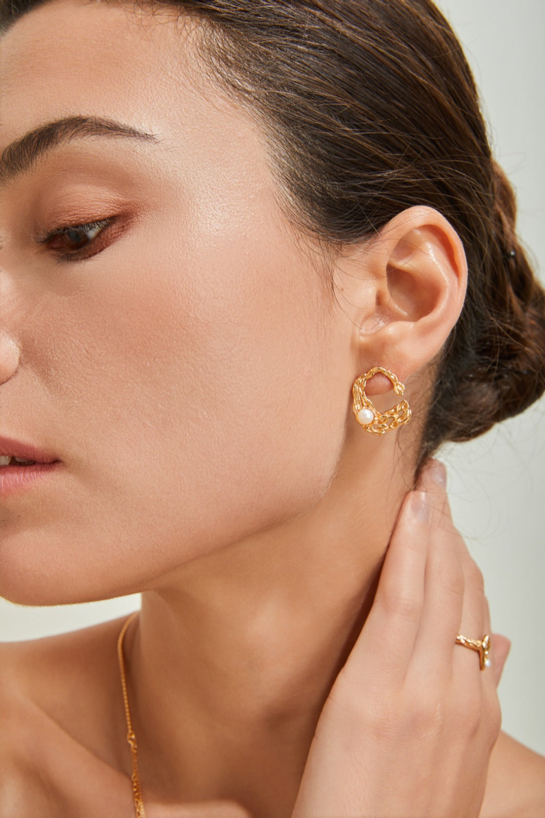 Liquid Metal Pearl Earrings
