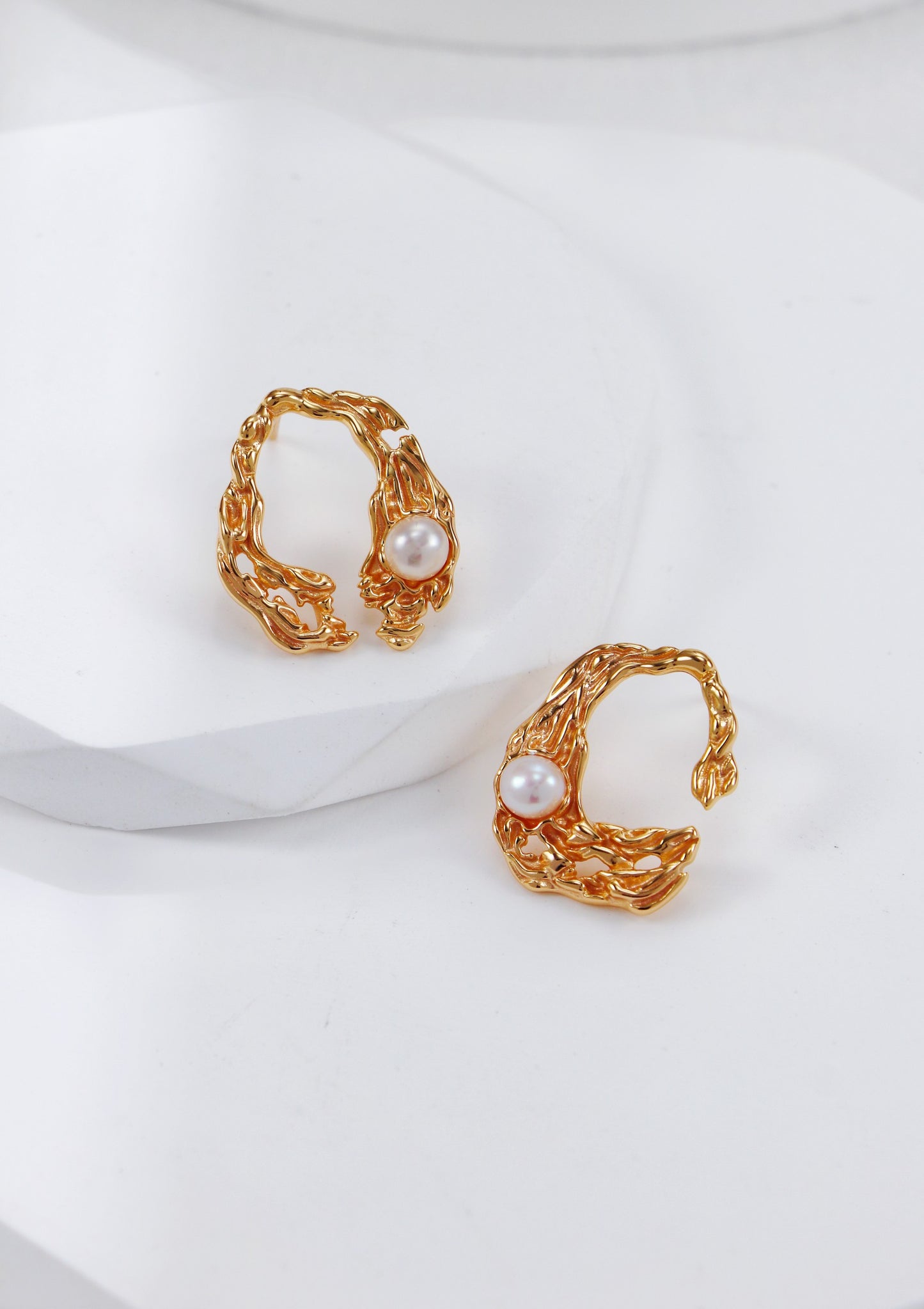 Liquid Metal Pearl Earrings