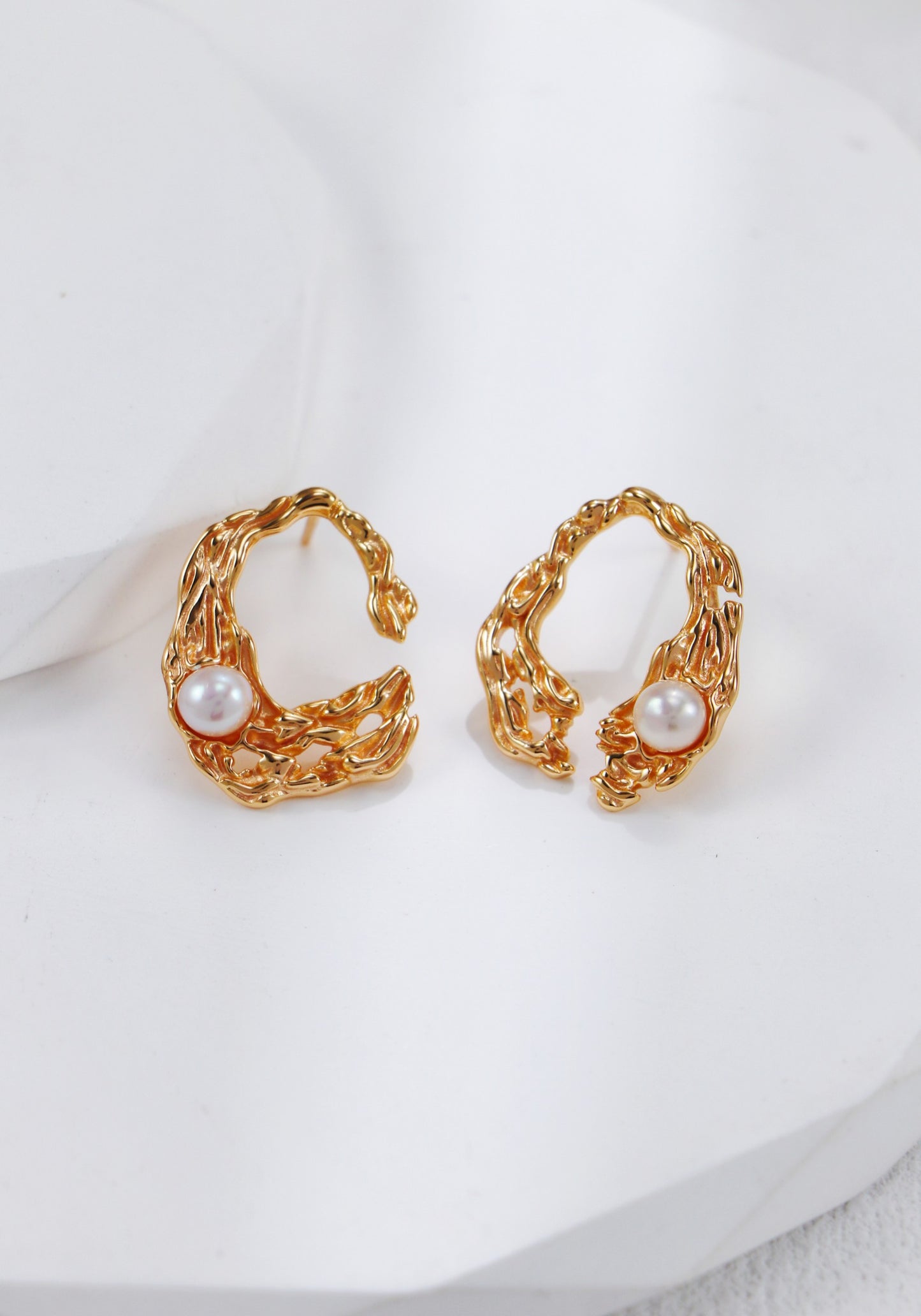 Liquid Metal Pearl Earrings