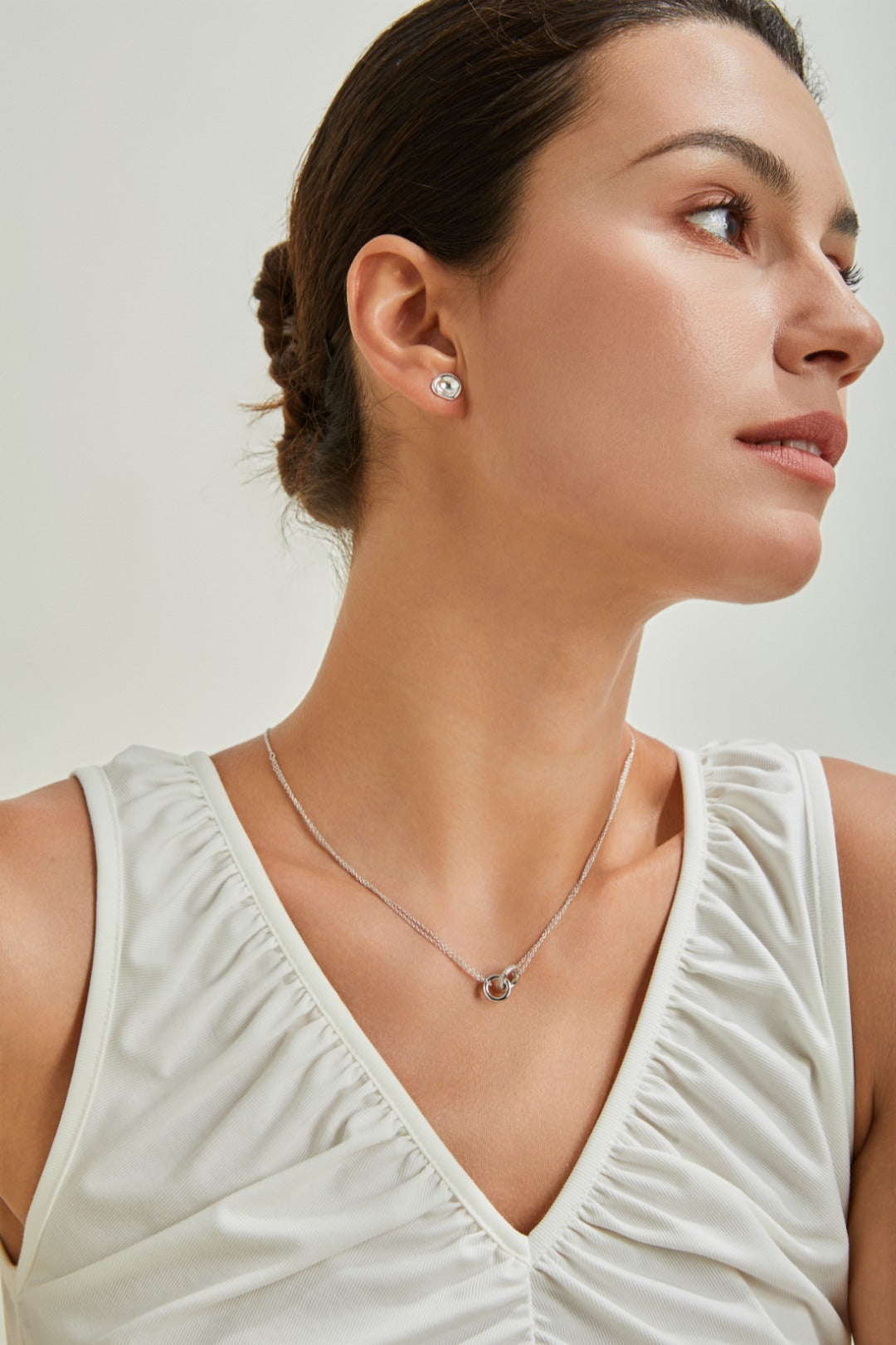 Double Circle Zircon Necklace