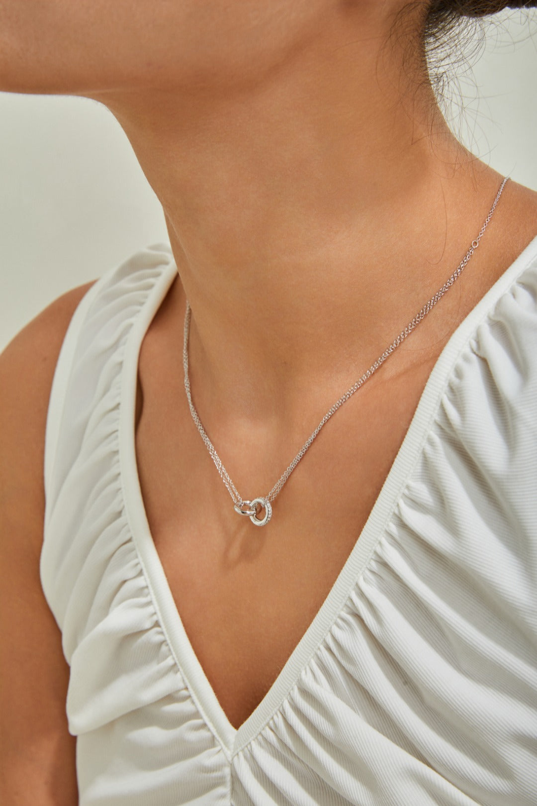 Double Circle Zircon Necklace