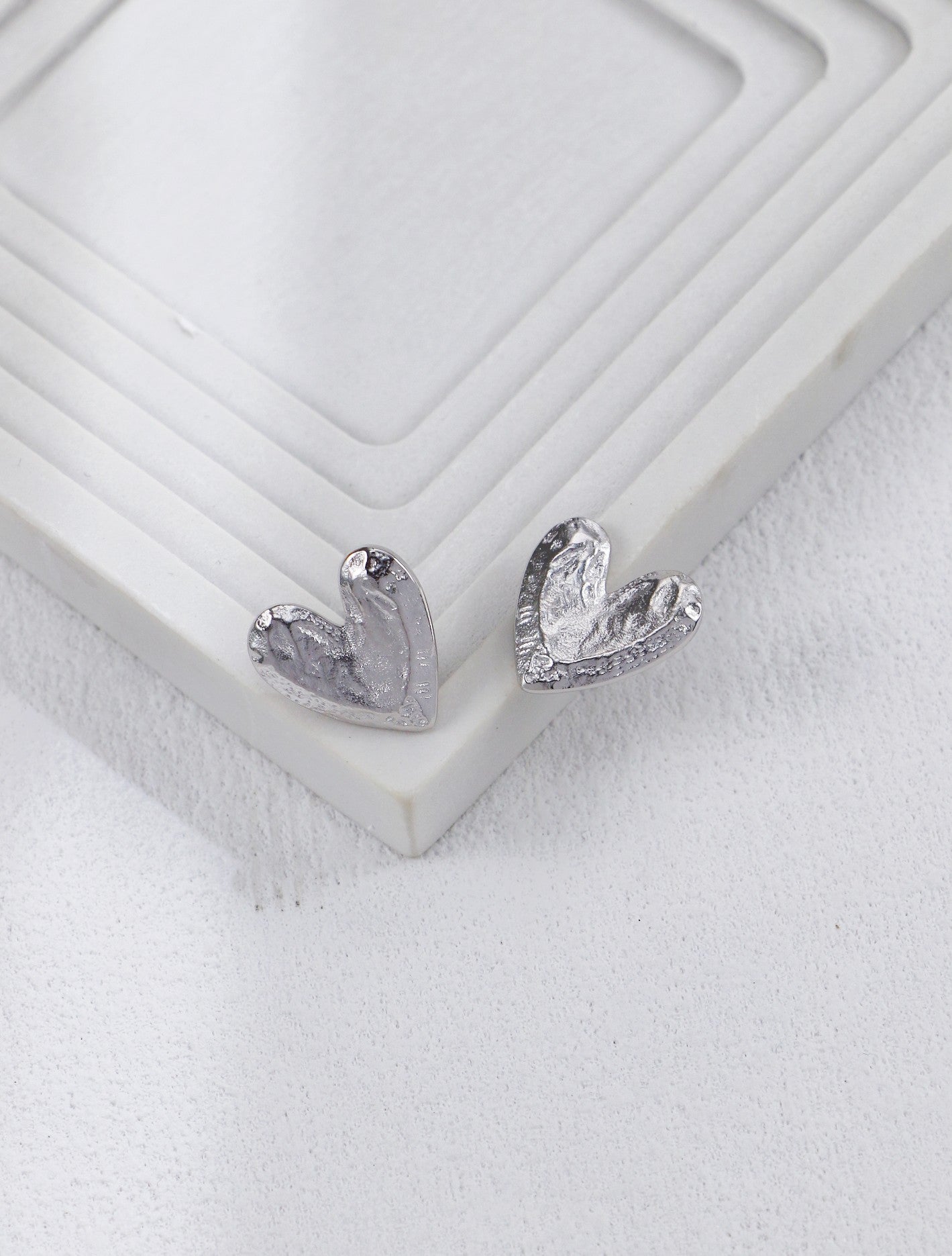 Textured Heart Earrings