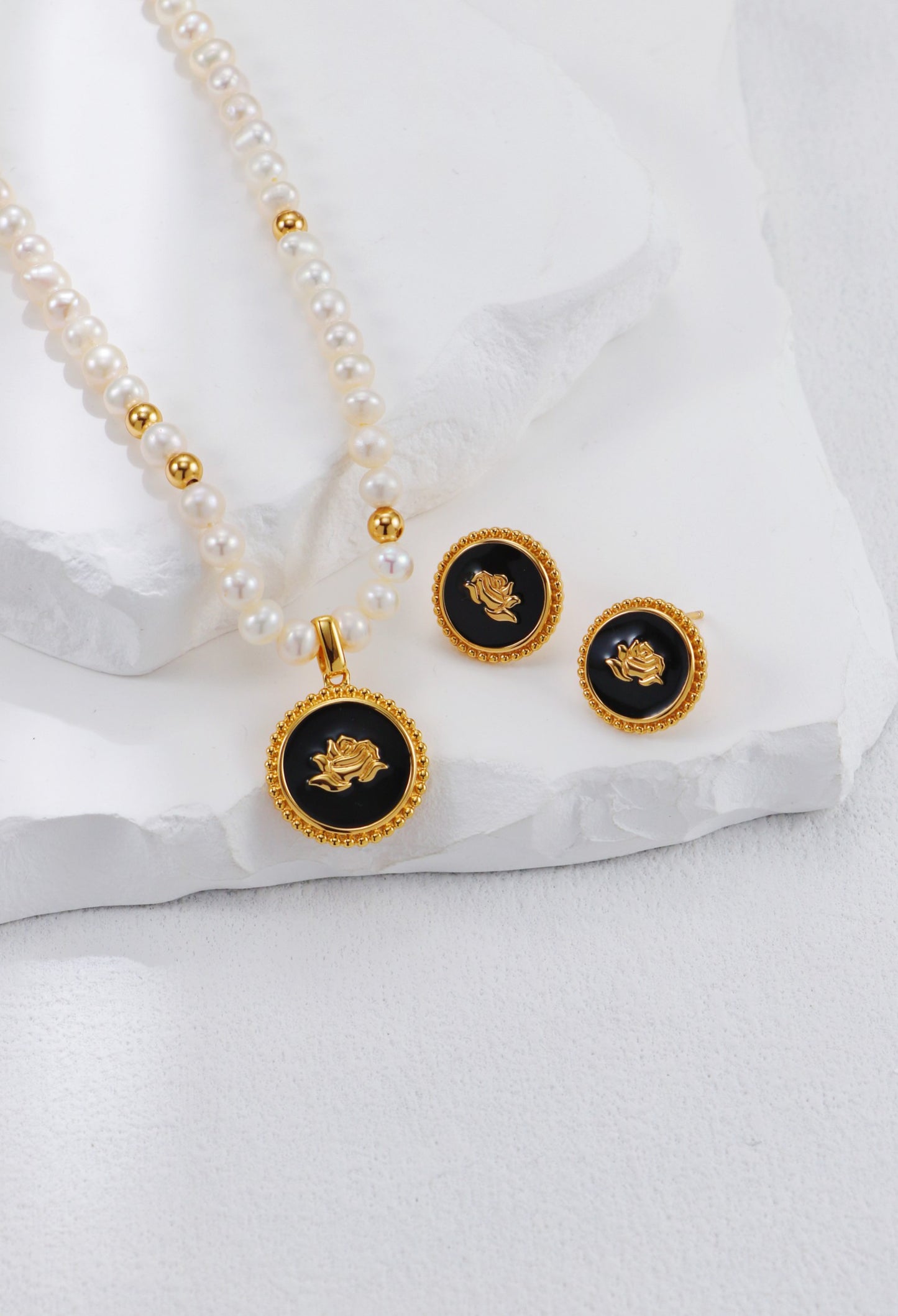 Round Glazed Rose Flower Stud