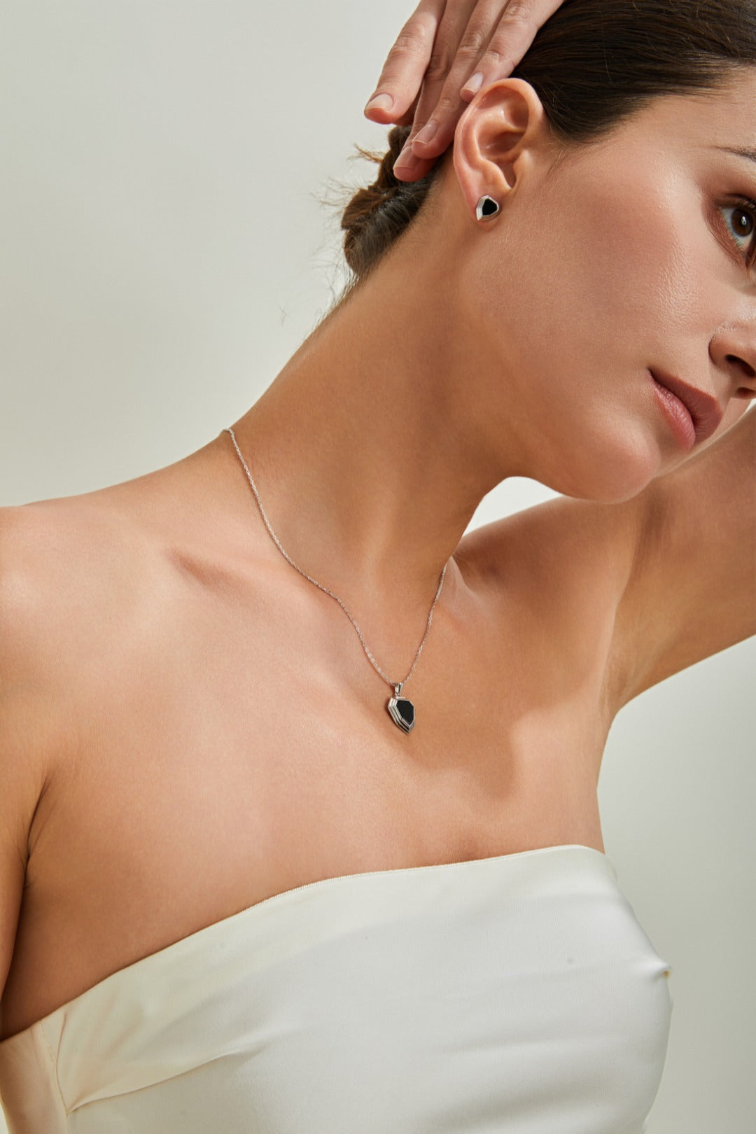 Black Onyx Shield Stud Earrings