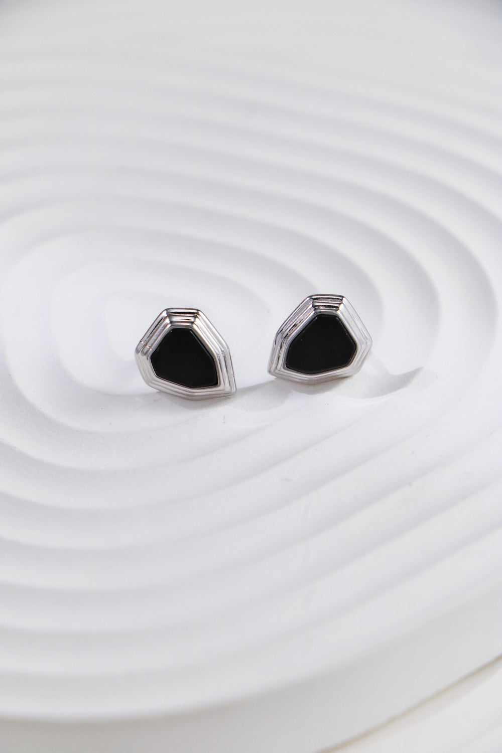Black Onyx Shield Stud Earrings