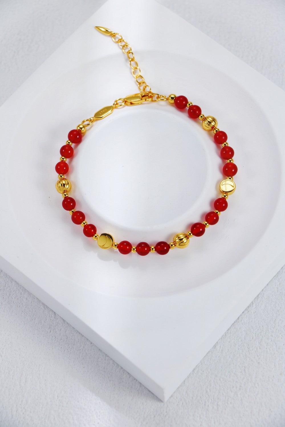 Red Agate / Black Onyx / Blue Moonstone Bracelet