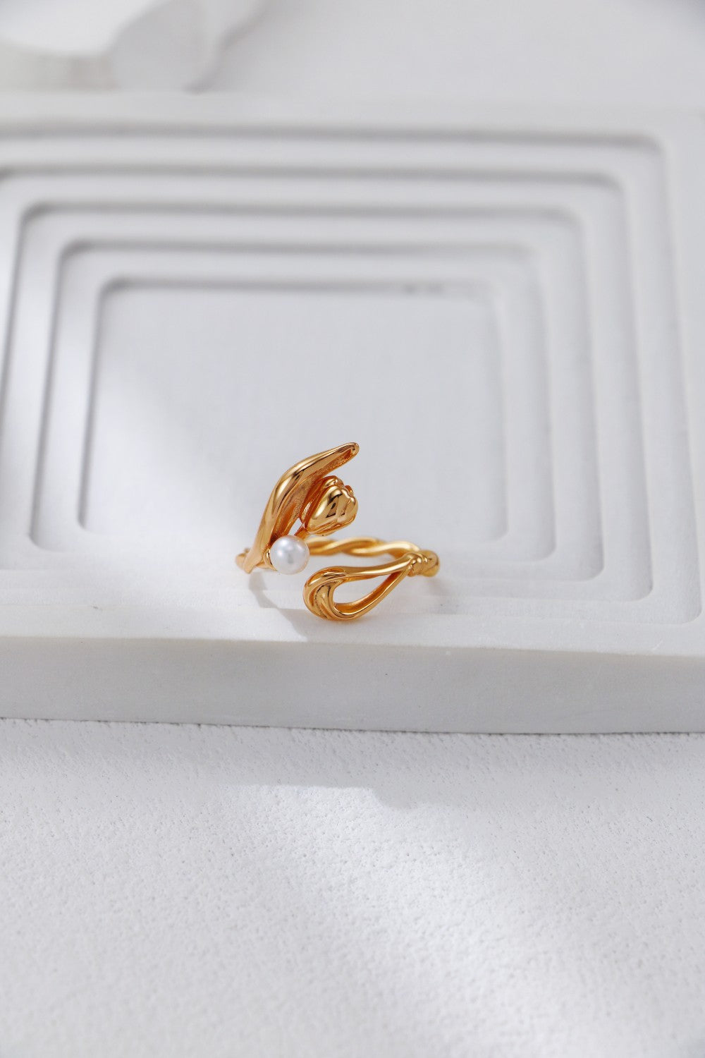 Golden Tulip Pearl Ring