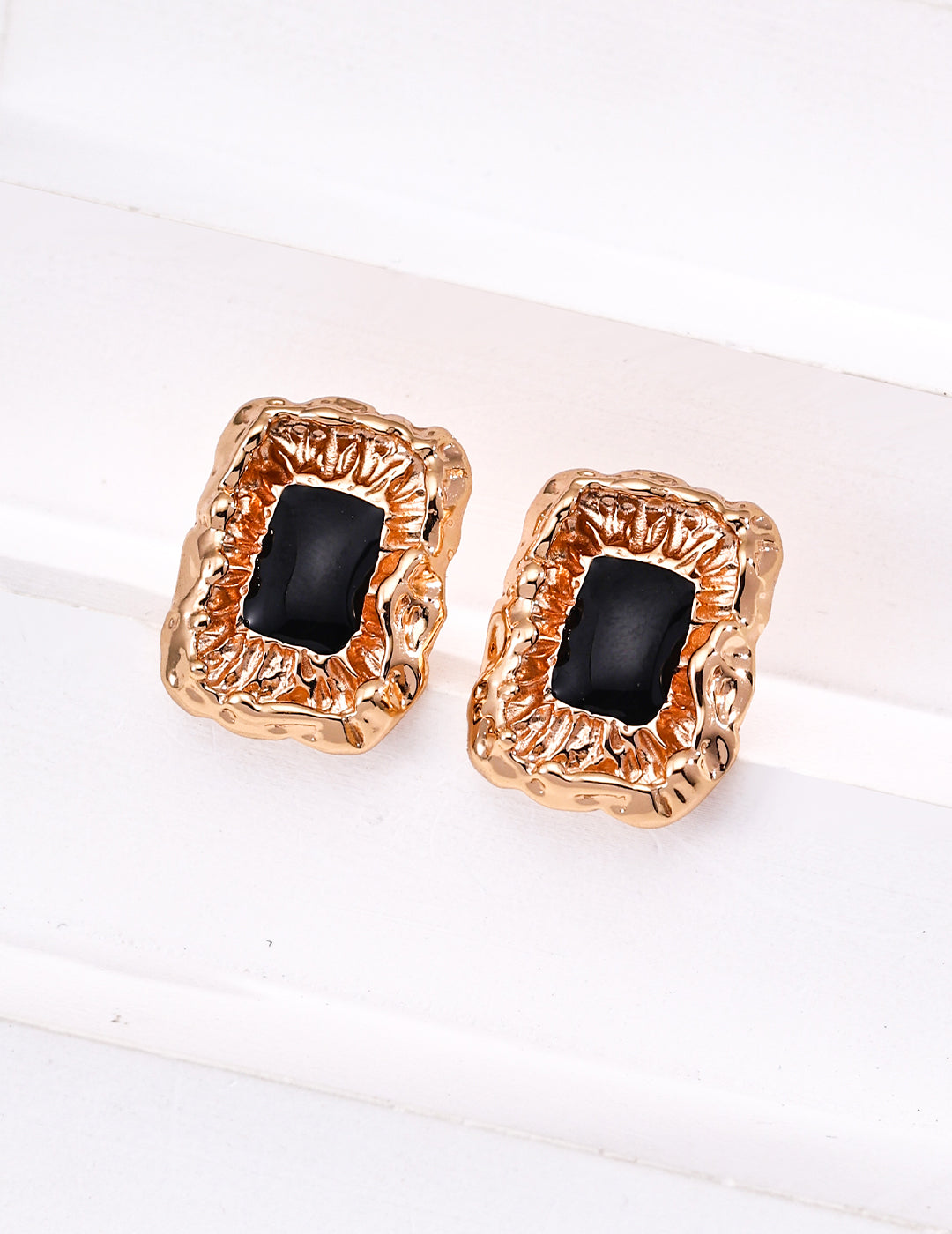 Vintage Black Drip Enamel Earrings