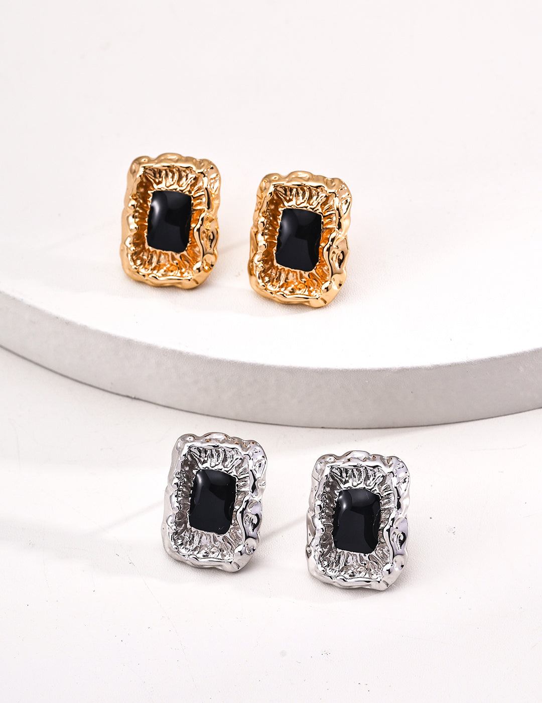 Vintage Black Drip Enamel Earrings
