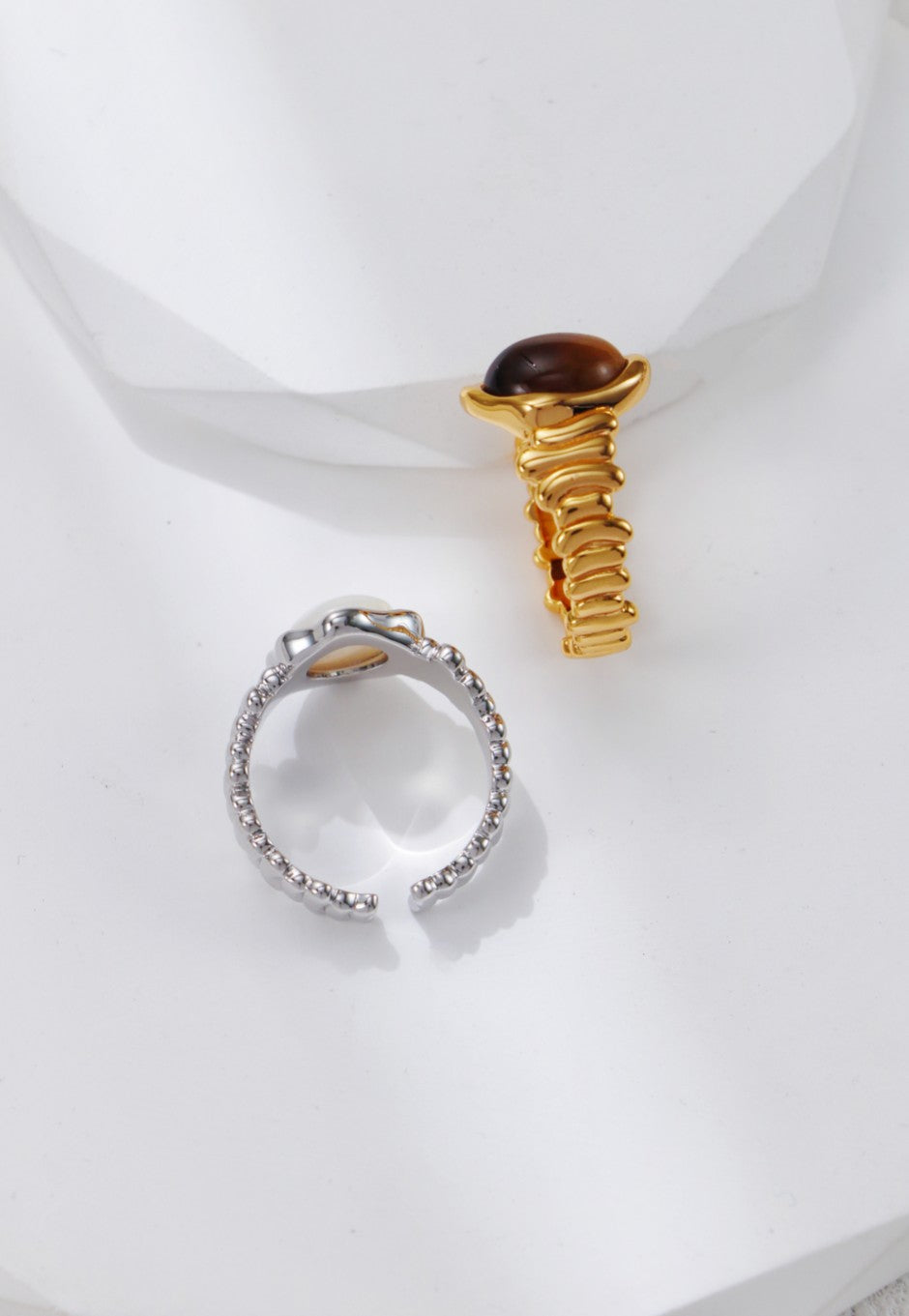 Woven Tiger Eye / Mother of Pearl Ring