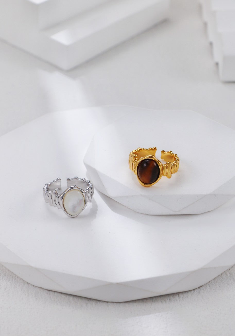Woven Tiger Eye / Mother of Pearl Ring