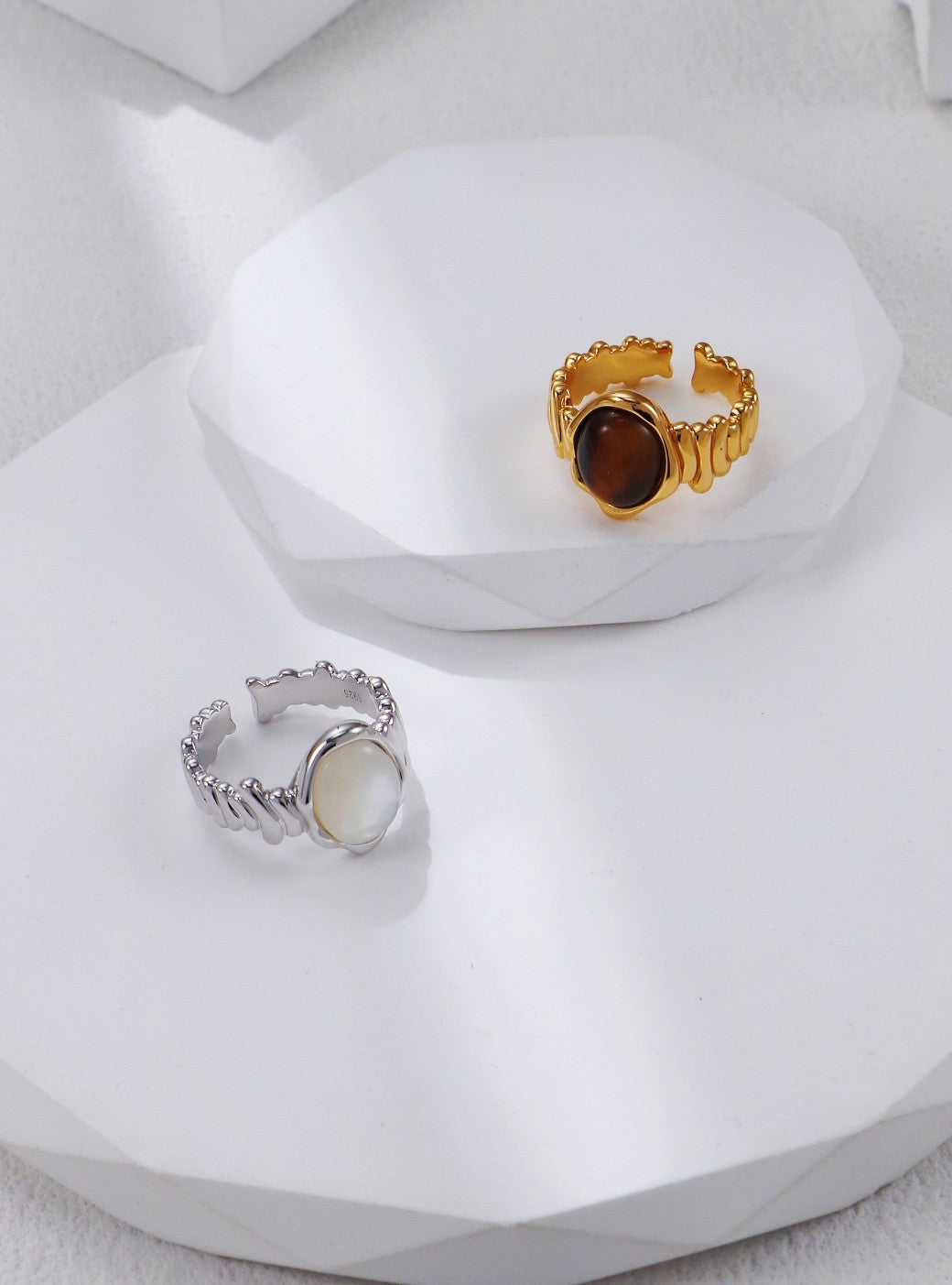 Woven Tiger Eye / Mother of Pearl Ring