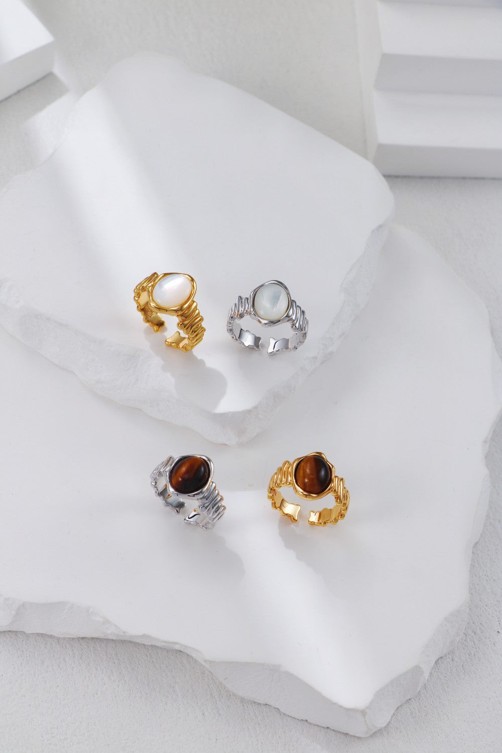 Woven Tiger Eye / Mother of Pearl Ring