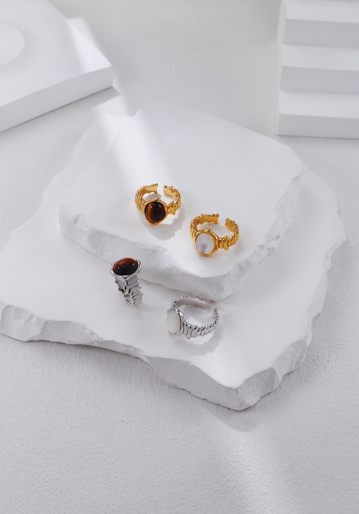Woven Tiger Eye / Mother of Pearl Ring