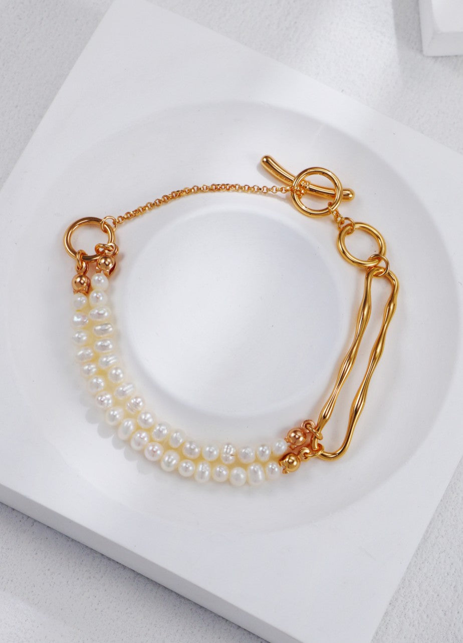 Vintage Gold Double-Layer Pearl Bracelet