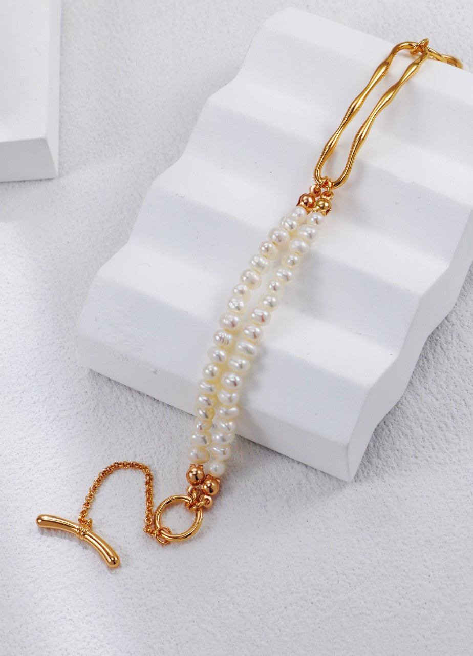 Vintage Gold Double-Layer Pearl Bracelet