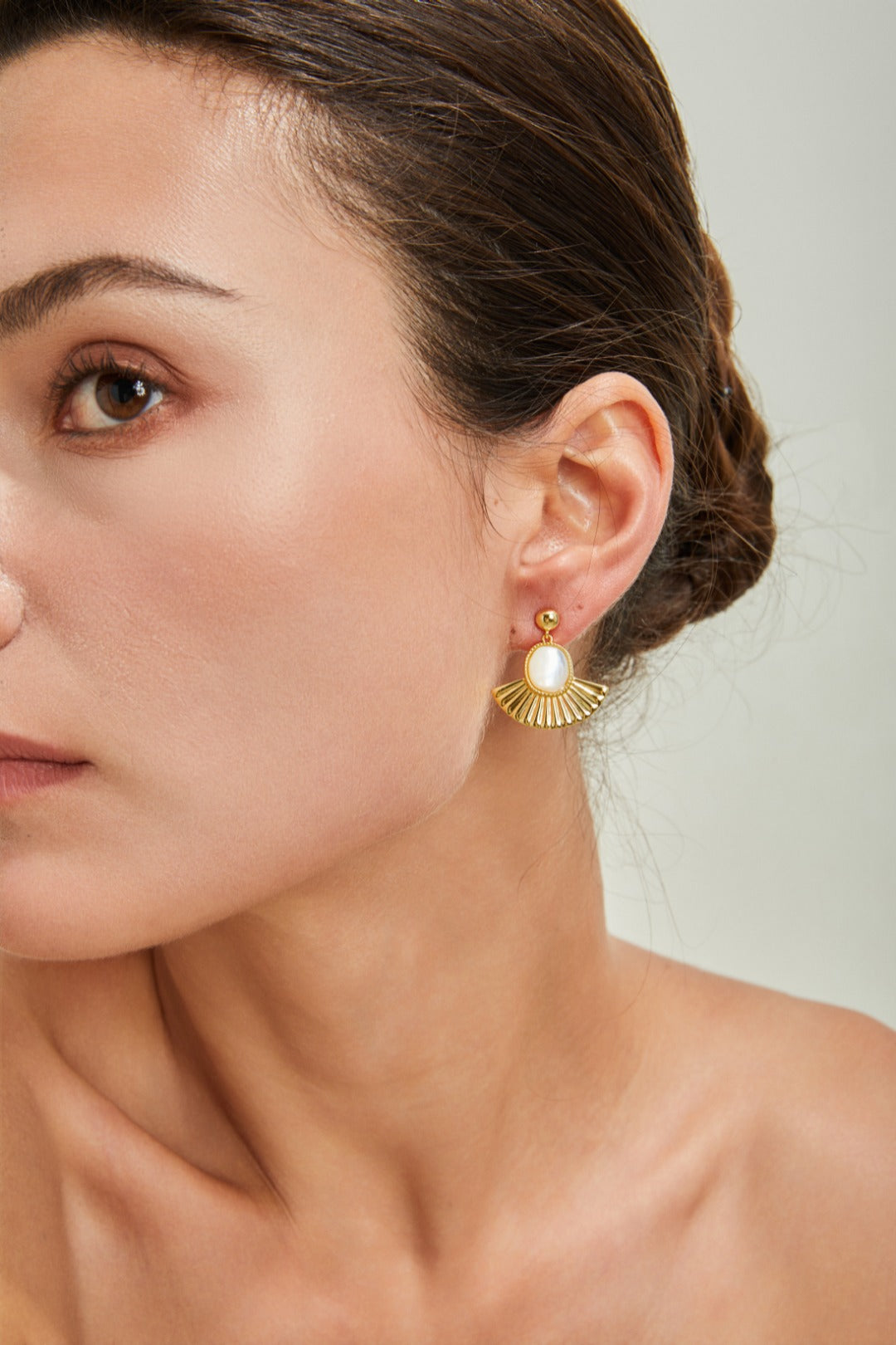 Fan-Shaped Mother-of-Pearl Earrings