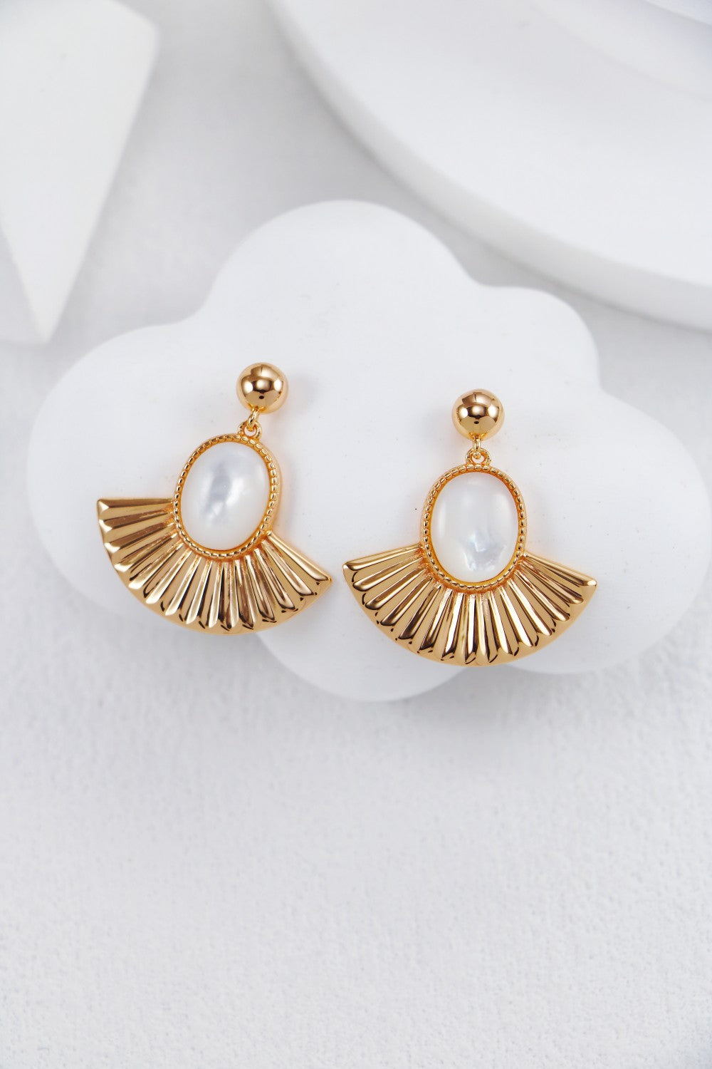 Fan-Shaped Mother-of-Pearl Earrings