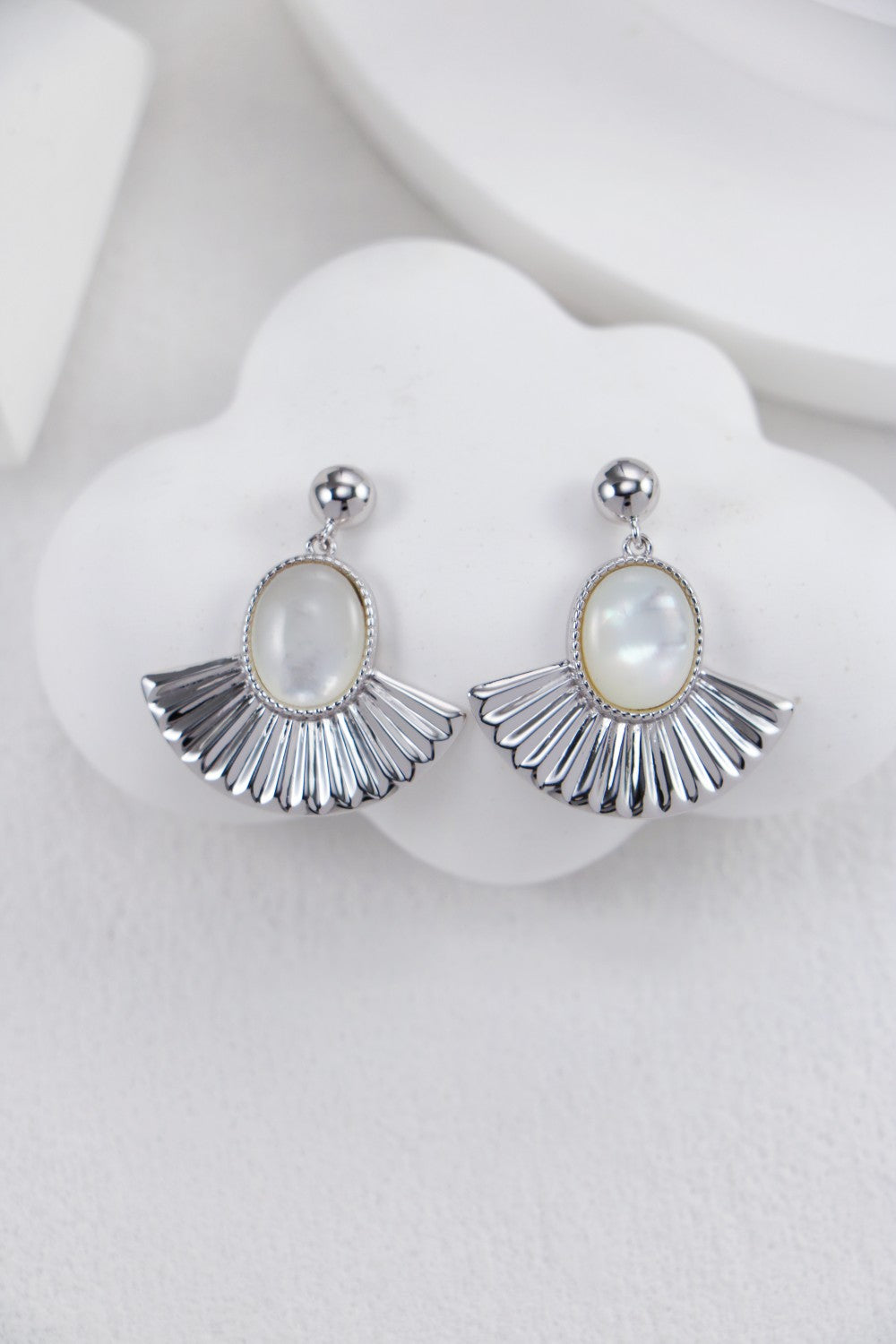 Fan-Shaped Mother-of-Pearl Earrings