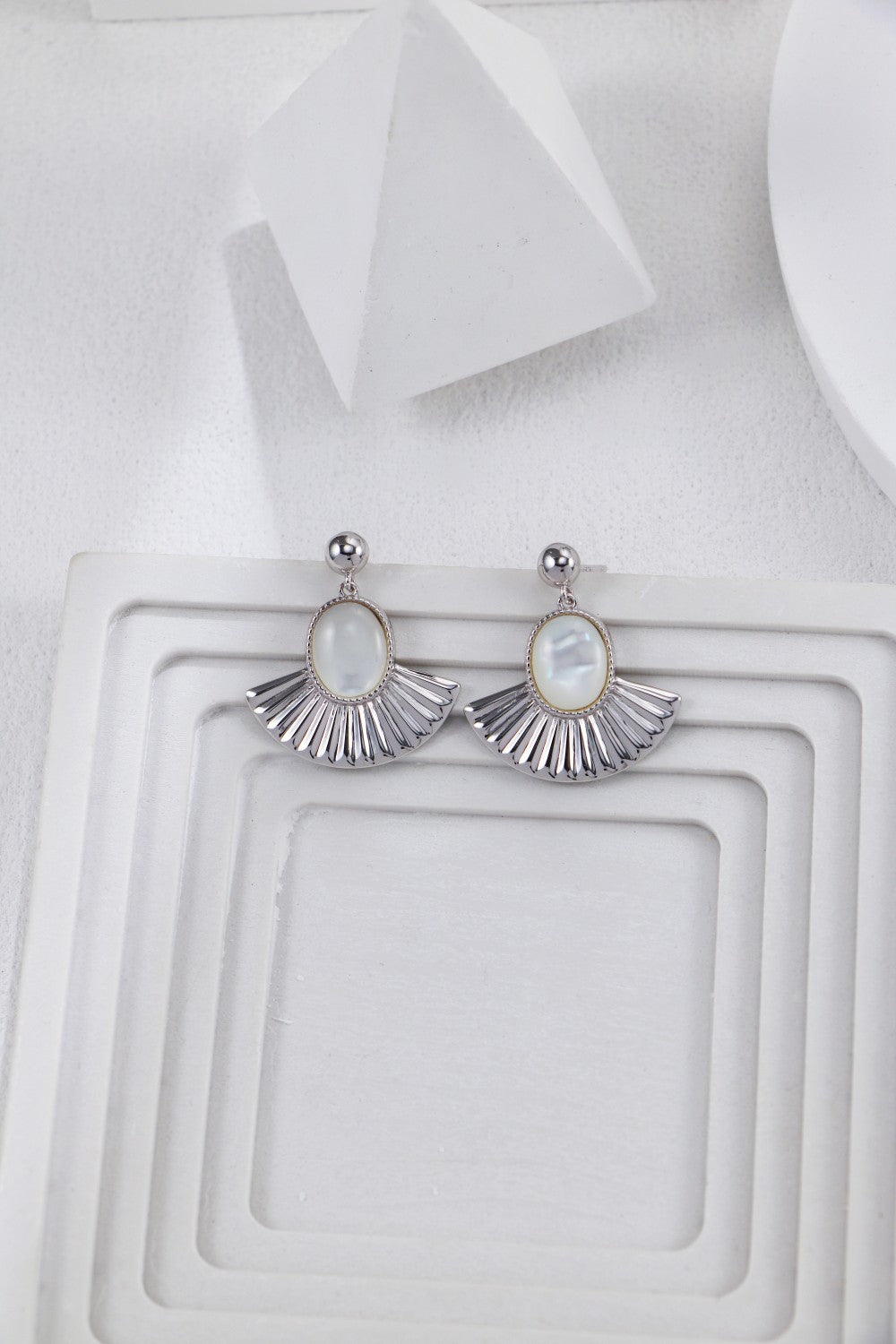 Fan-Shaped Mother-of-Pearl Earrings