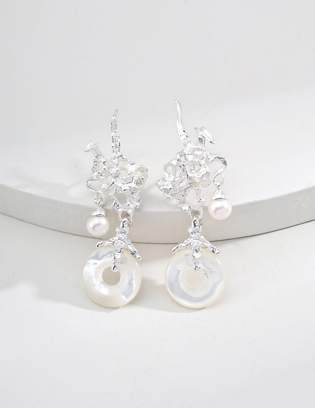 Vintage Design Natural Pearl Mother-of-Pearl Earrings