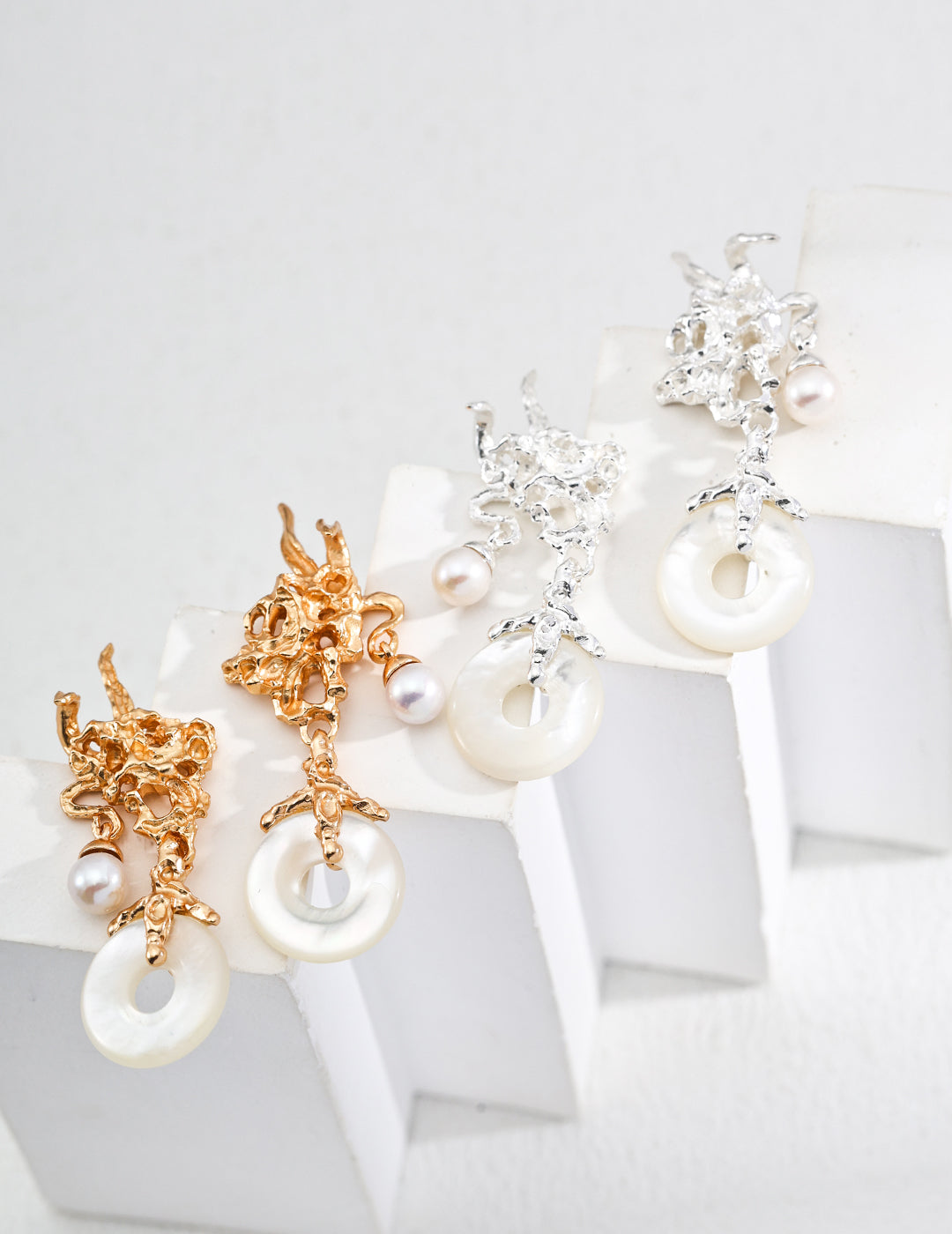 Vintage Design Natural Pearl Mother-of-Pearl Earrings