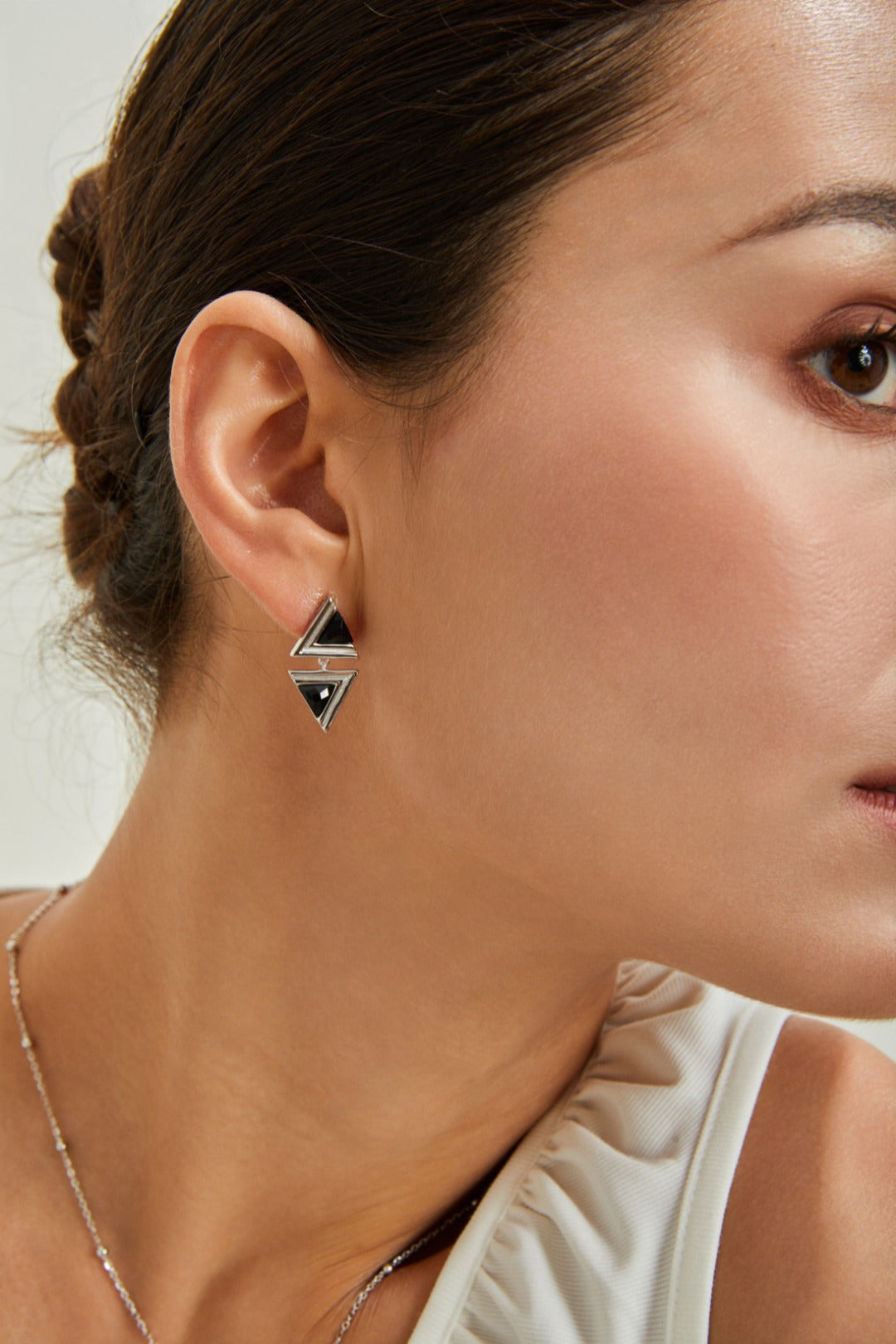 Triangle Black Onyx Fashion Earrings