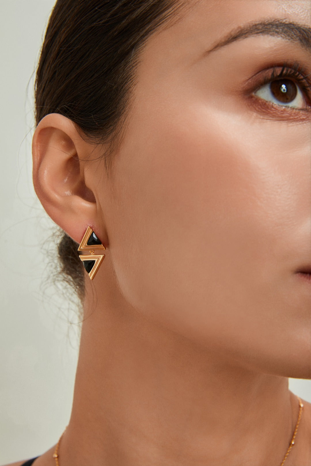 Triangle Black Onyx Fashion Earrings