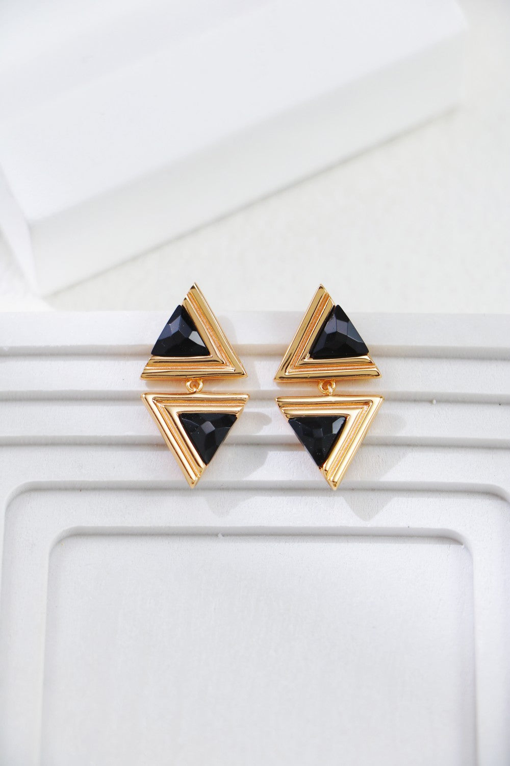 Triangle Black Onyx Fashion Earrings