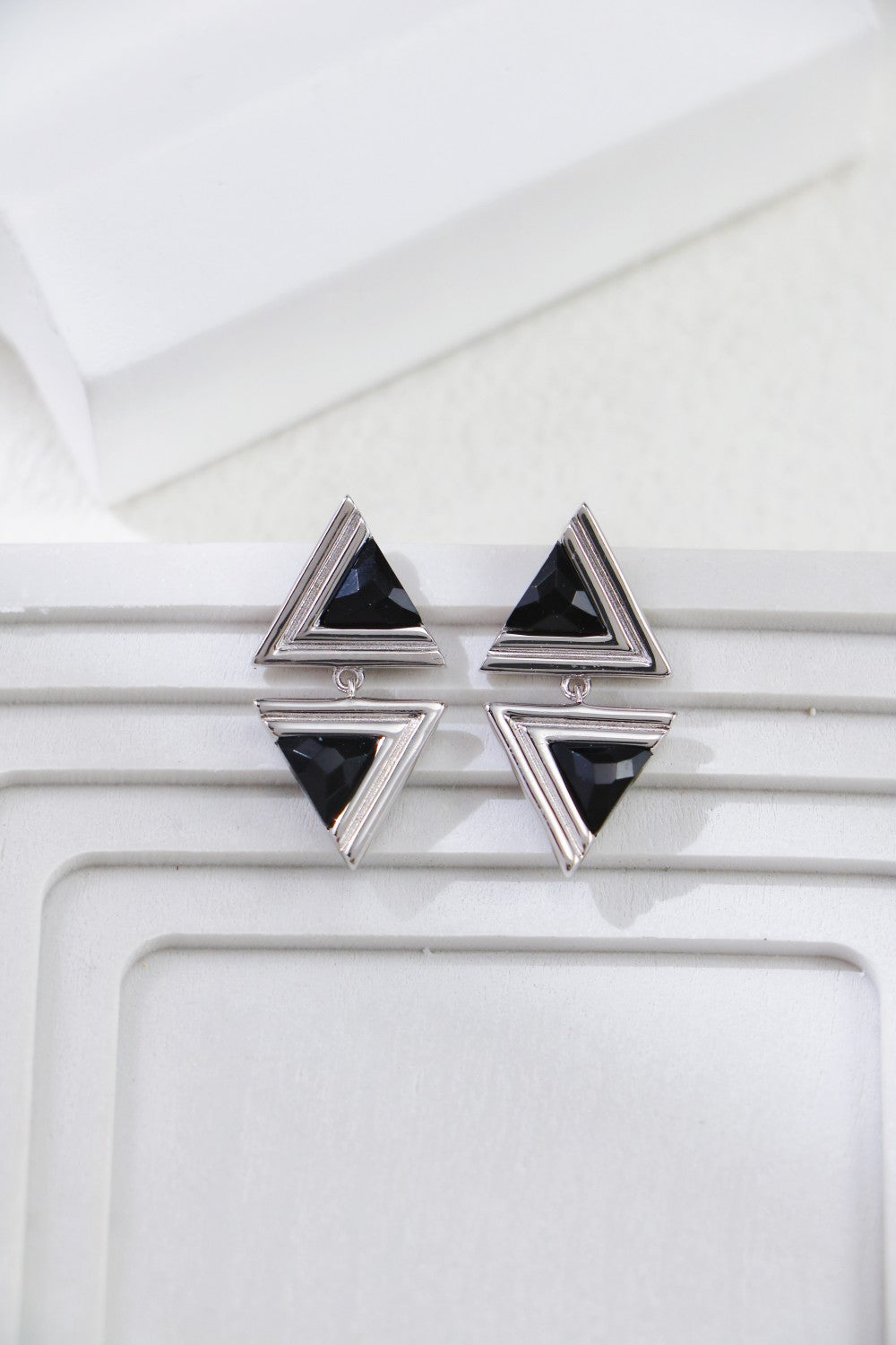 Triangle Black Onyx Fashion Earrings