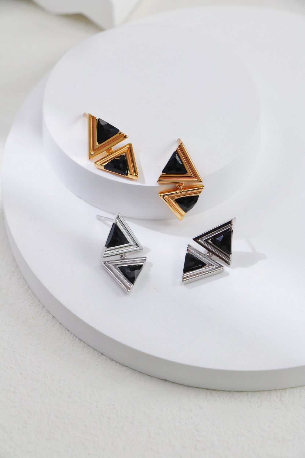 Triangle Black Onyx Fashion Earrings