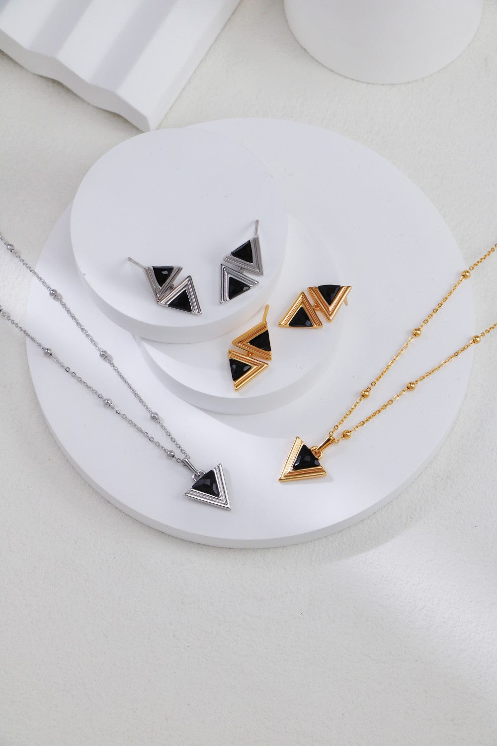 Triangle Black Onyx Fashion Earrings