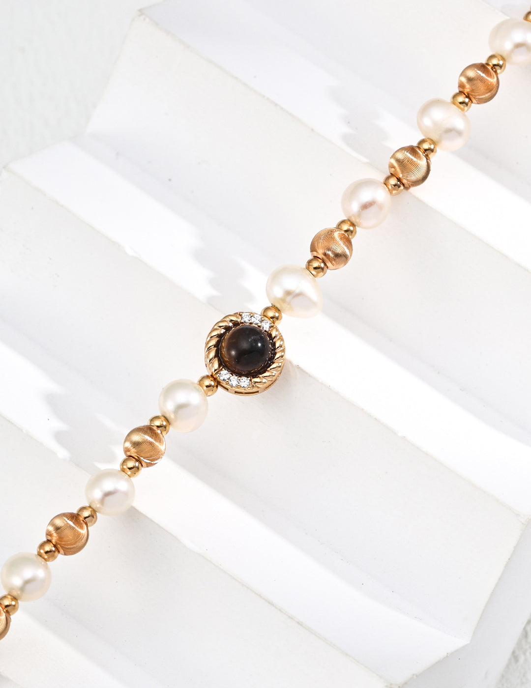 Natural Pearl With Tiger Eye Stone Necklace