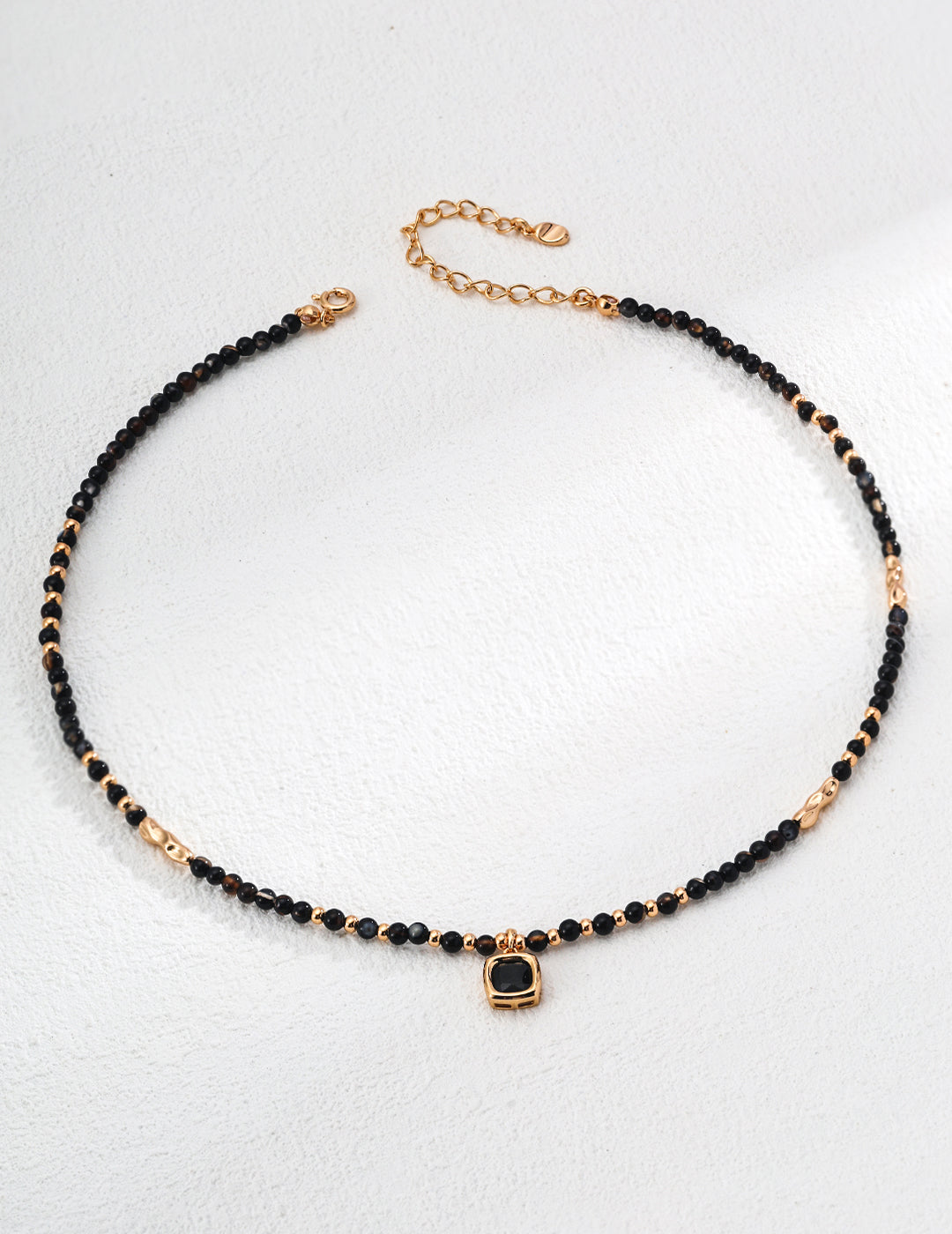 Round Polished Black Agate Necklace